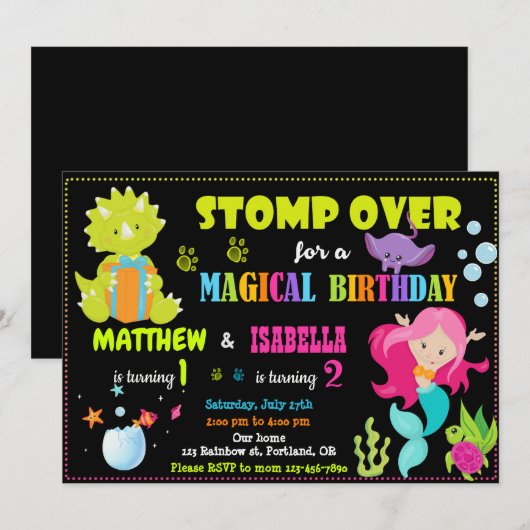 Gezamenlijke uitnodiging voor de verjaardag van Me (Voorkant / Achterkant)