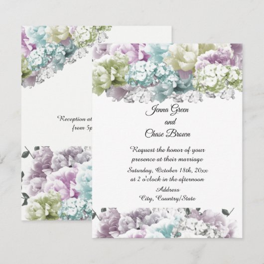 Gezamenlijke uitnodiging voor het huwelijk van Pas (Voorkant / Achterkant)