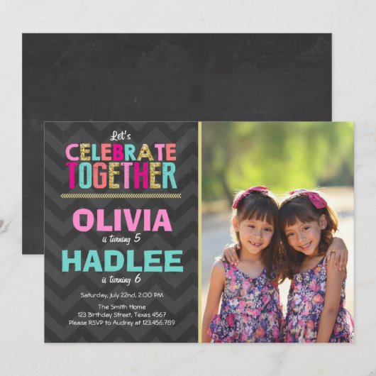 Gezamenlijke uitnodiging voor tweederangs verjaard (Voorkant / Achterkant)