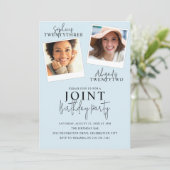 gezamenlijke verjaardag | 2 foto-uitnodiging kaart (Staand voorkant)