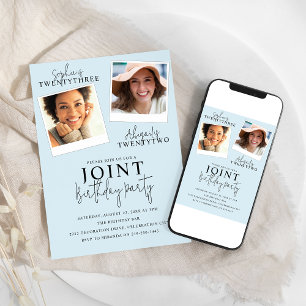 gezamenlijke verjaardag   2 foto-uitnodiging kaart