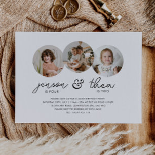 Gezamenlijke Verjaardag 3 Ronde Foto's Kaart