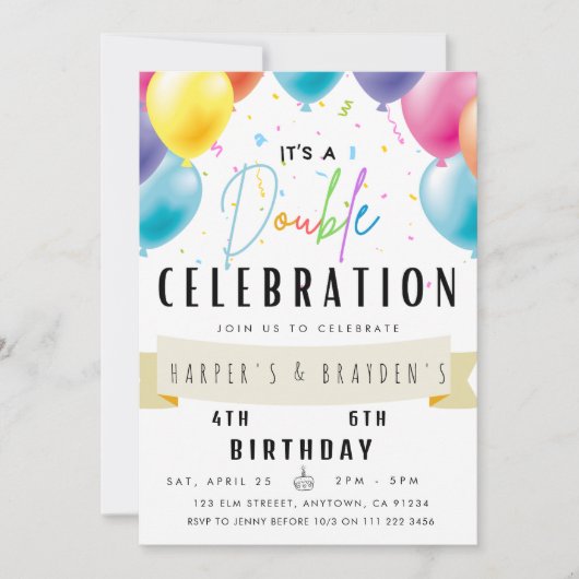 Gezamenlijke Verjaardag Broer Dubbele Partij Dubbe Kaart (Voorkant)