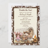 Gezamenlijke Verjaardag Cowboy Westerne Uitnodigin Kaart (Voorkant)