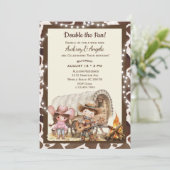 Gezamenlijke Verjaardag Cowboy Westerne Uitnodigin Kaart (Staand voorkant)