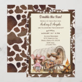 Gezamenlijke Verjaardag Cowboy Westerne Uitnodigin Kaart (Voorkant / Achterkant)