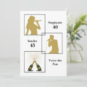 Gezamenlijke Verjaardag Dubbel Het Leuke Zwarte Go Kaart (Staand voorkant)