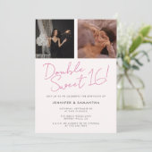 Gezamenlijke Verjaardag Dubbele Viering Roze Zoet  Kaart (Staand voorkant)