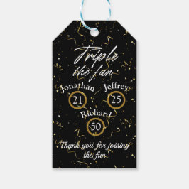 Gezamenlijke verjaardag Triple The Fun Cadeaulabel