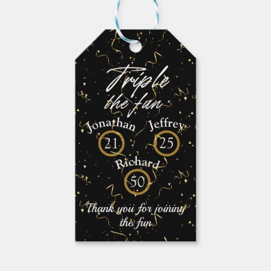 Gezamenlijke verjaardag Triple The Fun Cadeaulabel (Voorkant)