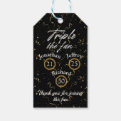 Gezamenlijke verjaardag Triple The Fun Cadeaulabel (Achterkant)