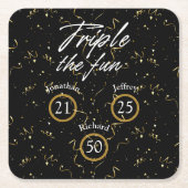Gezamenlijke verjaardag Triple The Fun Kartonnen Onderzetters (Voorkant)