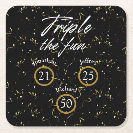 Gezamenlijke verjaardag Triple The Fun Kartonnen Onderzetters