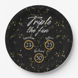 Gezamenlijke verjaardag Triple The Fun Papieren Bordje