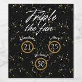 Gezamenlijke verjaardag Triple The Fun Wijn Etiket (Enkel label)