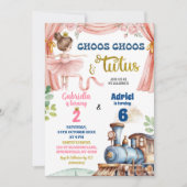 Gezamenlijke verjaardag van trein en ballerina kaart (Voorkant)