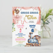 Gezamenlijke verjaardag van trein en ballerina kaart (Staand voorkant)