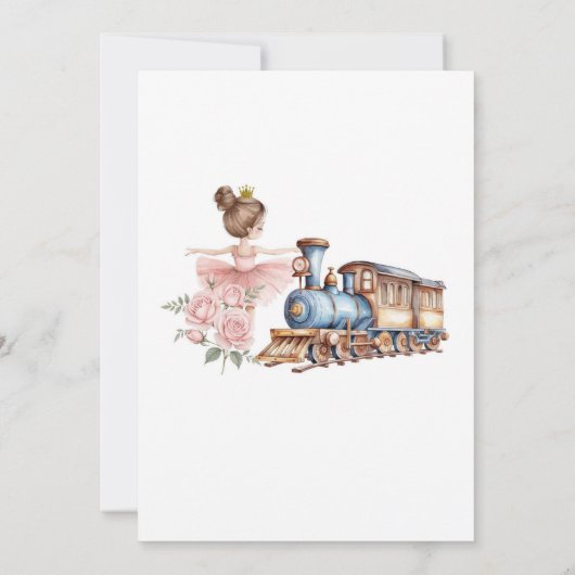 Gezamenlijke verjaardag van trein en ballerina kaart (Achterkant)