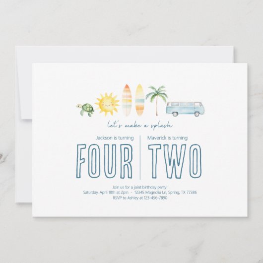 Gezamenlijke verjaardagsfeest - Strand Thema Uitno Kaart (Voorkant)
