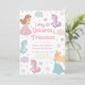 Gezamenlijke verjaardagsuitnodiging Prinses. dubbe Kaart (Staand voorkant)