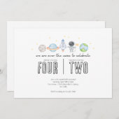 Gezamenlijke verjaardagsuitnodiging - Space Theme Kaart (Voorkant / Achterkant)