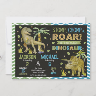 Gezamenlijke verjaardagsuitnodiging voor dinosauru kaart