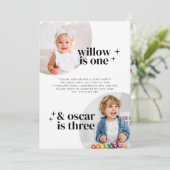 Gezamenlijke verjaardagsuitnodiging voor jongen en kaart (Staand voorkant)