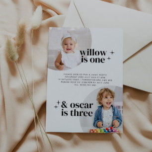 Gezamenlijke verjaardagsuitnodiging voor jongen en kaart