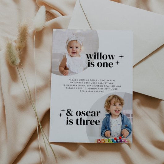 Gezamenlijke verjaardagsuitnodiging voor jongen en kaart