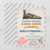 Gezamenlijke verjaardagsuitnodiging voor treinen e kaart (Voorkant / Achterkant)