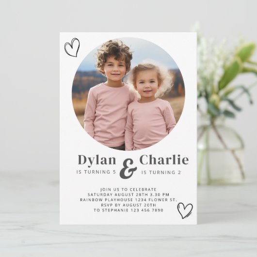 Gezamenlijke Verwant Portret Foto Minimale Boho Ve Kaart (Staand voorkant)