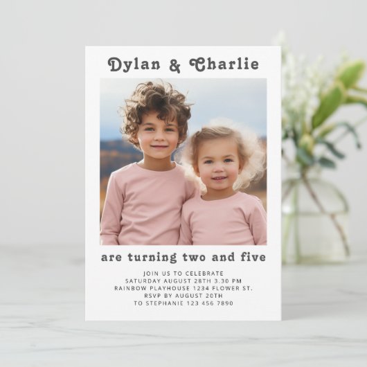 Gezamenlijke Verwant Portret Foto Minimale Boho Ve Kaart (Staand voorkant)