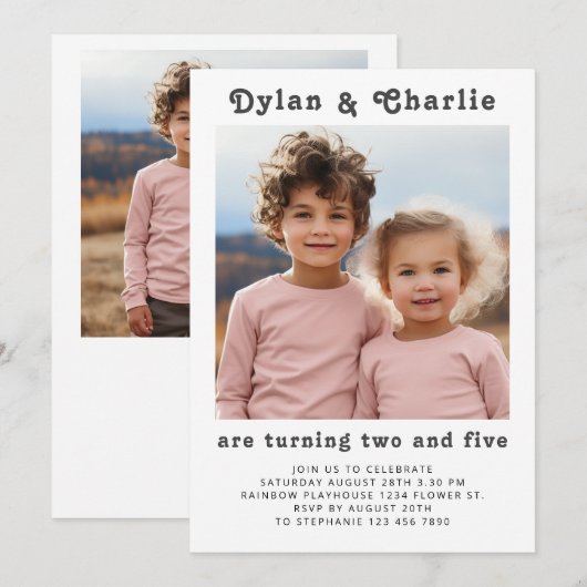 Gezamenlijke Verwant Portret Foto Minimale Boho Ve Kaart (Voorkant / Achterkant)