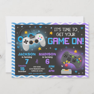Gezamenlijke videogame verjaardagsuitnodiging   Ga Kaart