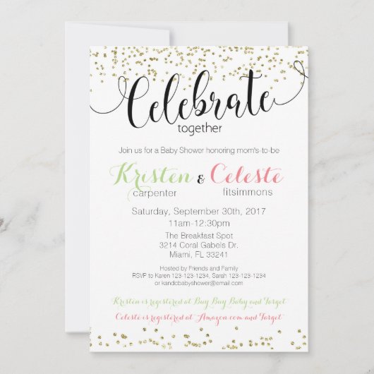 Gezamenlijke Vrienden Gecombineerd Baby shower Uit Kaart (Voorkant)