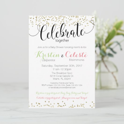 Gezamenlijke Vrienden Gecombineerd Baby shower Uit Kaart (Staand voorkant)