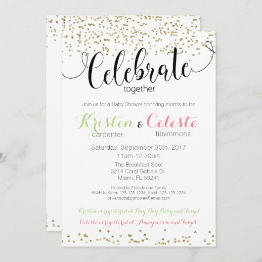 Gezamenlijke Vrienden Gecombineerd Baby shower Uit Kaart (Voorkant / Achterkant)