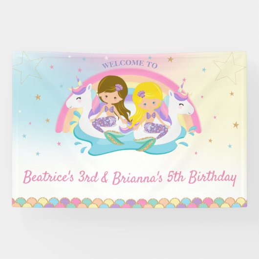 Gezamenlijke Zeemeerminnen en Eenhoorn Pool Verjaa Spandoek (Horizontaal)