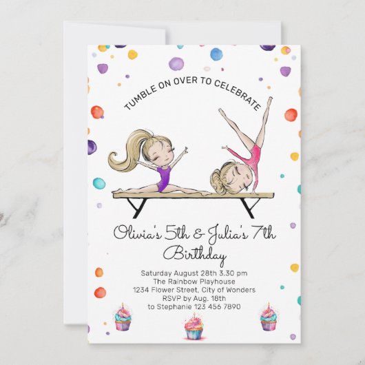 Gezamenlijke Zusters Blondine Zus Gymnastiek Verja Kaart (Voorkant)