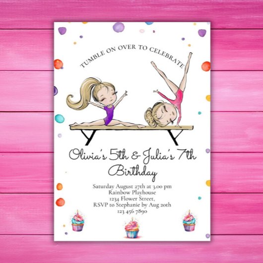 Gezamenlijke Zusters Blondine Zus Gymnastiek Verja Kaart