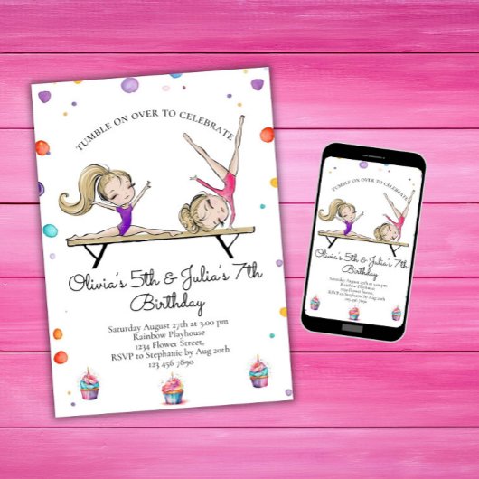 Gezamenlijke Zusters Blondine Zus Gymnastiek Verja Kaart