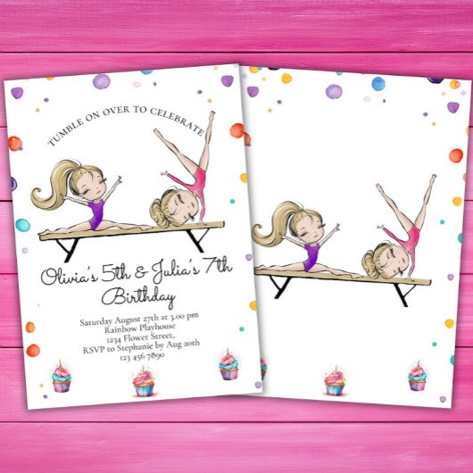 Gezamenlijke Zusters Blondine Zus Gymnastiek Verja Kaart