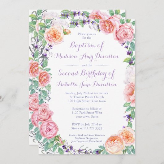 Gezamenlijke zusters Doop / Verjaardagsfeest / Com Kaart (Voorkant / Achterkant)