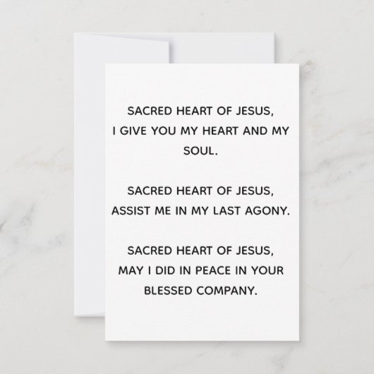 Gezegd hart van Jezus Prayer Card (Achterkant)