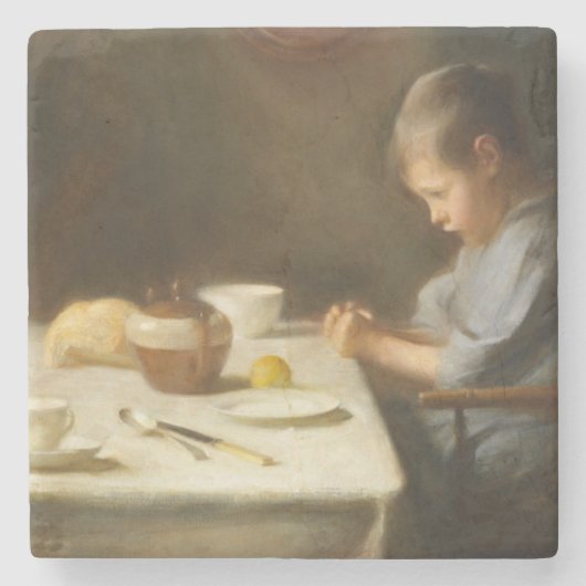 Gezegde Grace (Boy die aan de tafel bidt) Stenen Onderzetter (Voorkant)