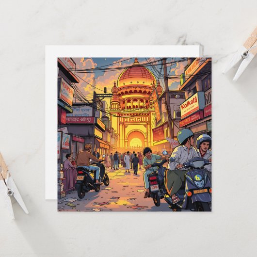 Gezegde Hallo uit India | Kolkata Kaart (Voorkant / Achterkant in situ)