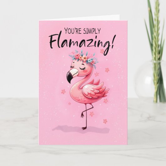 Gezegde Hi met grillige Flamingo Fabulous en Fun Kaart (Voorkant)
