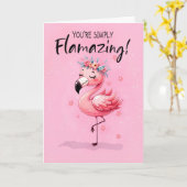 Gezegde Hi met grillige Flamingo Fabulous en Fun Kaart (Gele Bloem)