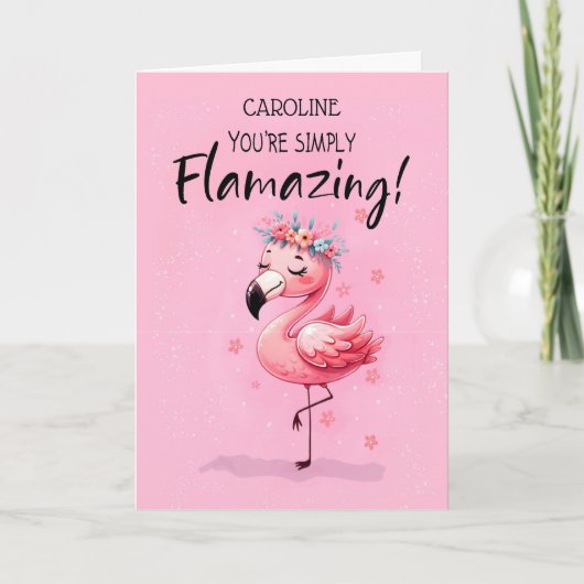 Gezegde Hi Personaliseer met Flamingo Fabulous Fun Kaart (Voorkant)