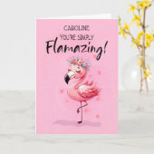 Gezegde Hi Personaliseer met Flamingo Fabulous Fun Kaart (Gele Bloem)